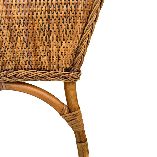 Vintage Bamboo and Rattan Sewing Basket Side Table With Lid - Organic Modern For Sale - Image 11 of 12