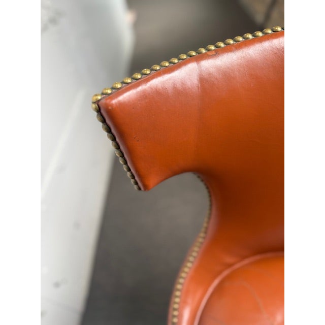 Mid 20th Century Terracotta Orange Leather Side Chair For Sale In Chicago - Image 6 of 8