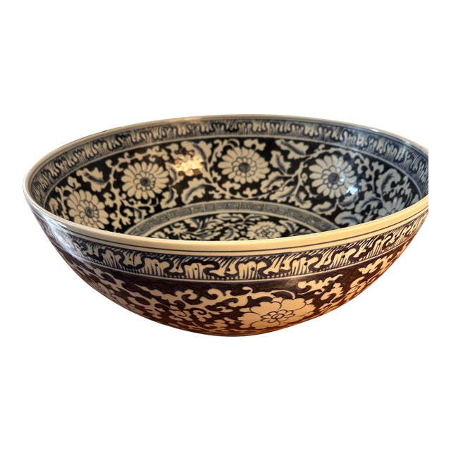 Late 20th Century Extra Large Chinoiserie Bowl For Sale