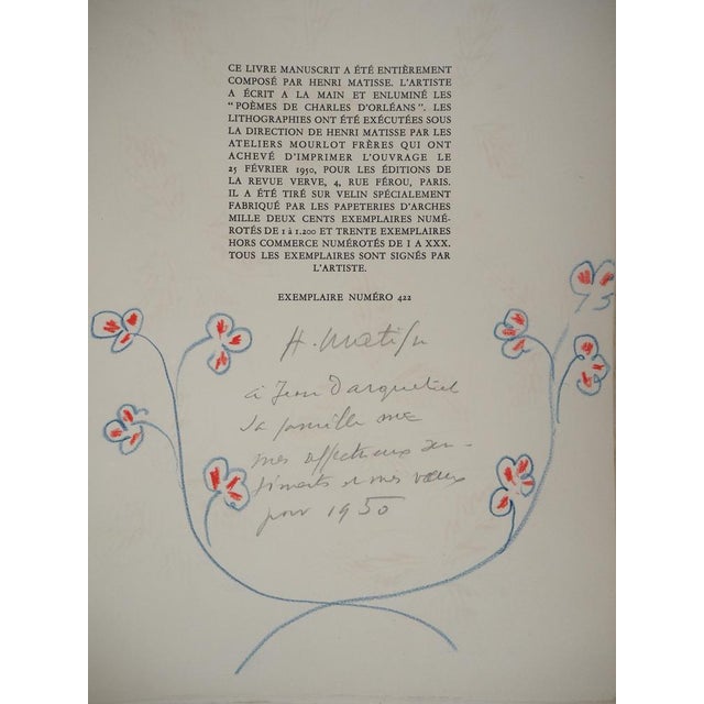 Henri Matisse Flower sprigs, 1950 Original drawing in oil pastels and pencil Signed in pencil with dedication On...