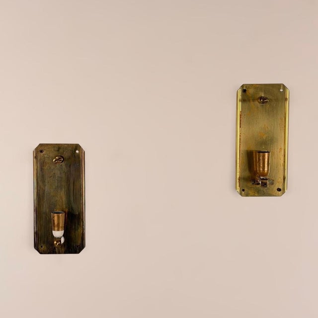 Glass and Brass Wall Lights attributed to Carl Fagerlund for Orrefors, 1970s, Set of 2 For Sale - Image 17 of 18