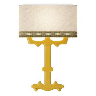 Alba Table Lamp in Ceramic and Linen with Samuel & Sons Trimming by Popus Editions For Sale