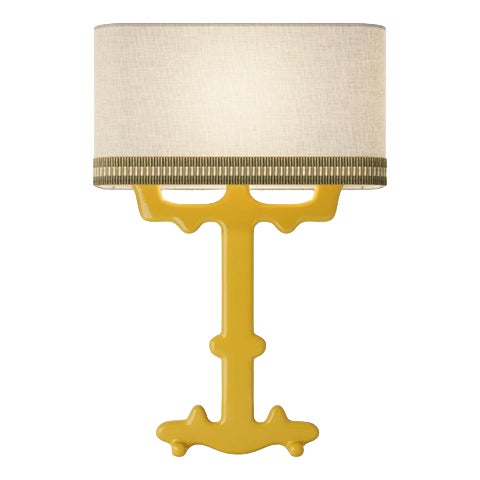 Alba Table Lamp in Ceramic and Linen with Samuel & Sons Trimming by Popus Editions For Sale