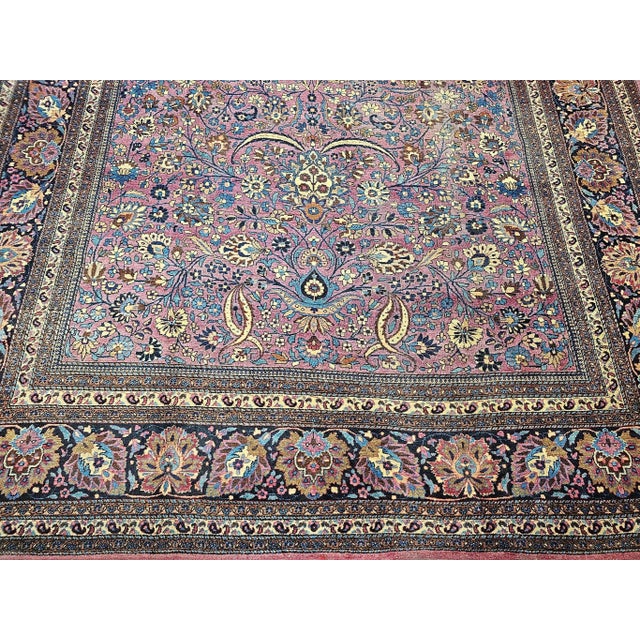 19th Century Oversized Persian Khorassan Rug, Hand-Knotted Wool, Allover Pattern, Purple & Blue, 11’ X 20’ For Sale - Image 9 of 12