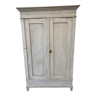 Swedish Two Door Painted Armoire Cabinet For Sale