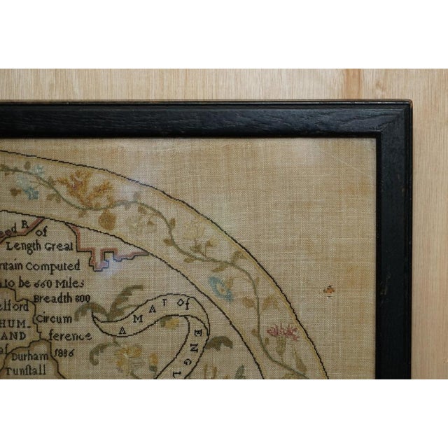 Antique George II Needlework Sampler with Map of England For Sale - Image 3 of 18