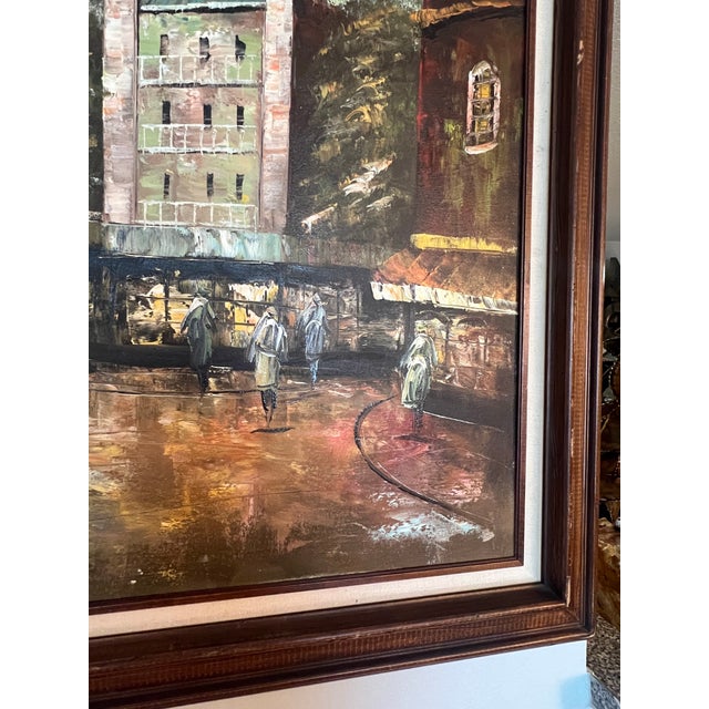 Vintage Mid Century French Paris Modernist Impressionist Canvas Framed Oil Painting Signed 1960s For Sale In Palm Springs - Image 6 of 12