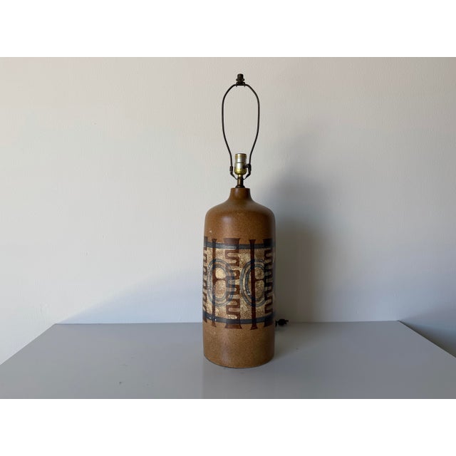 Vintage Elspeth Cohen for Lapid Pottery Pattern Hand-Painted Ceramic Table Lamp For Sale - Image 4 of 12