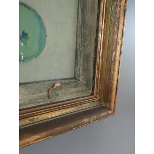 Blue Mid-Century Modern 'Blossoms & Fruit' Vintage Swedish Expressive Still Life Oil Painting, Framed For Sale - Image 8 of 14