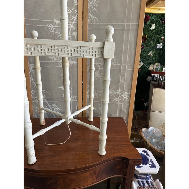 White 1970s Oversized White Bamboo Table Lamp, Needs Rewiring For Sale - Image 8 of 9