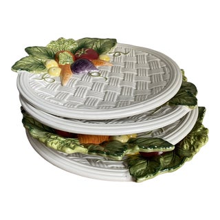 Late 20th Century Fitz and Floyd Tromp L’oiel Vegetable Plates- Set of 4 For Sale