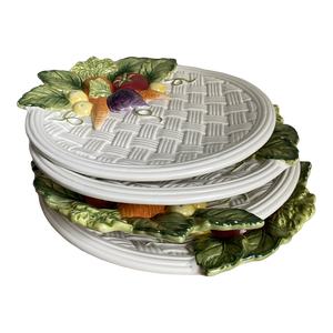 Late 20th Century Fitz and Floyd Tromp L’oiel Vegetable Plates- Set of 4
