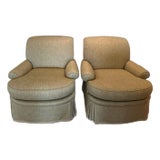 Pair of a Upholstered Skirted Schneller Sons Club Chairs For Sale
