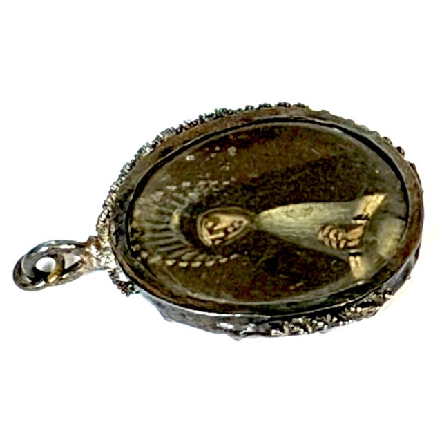 17th/18 th C. Spanish Silver Double-Sided Silver Devotional Reliquary Pendant For Sale - Image 10 of 12