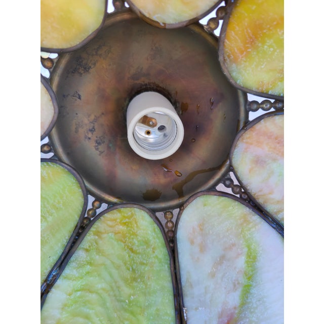 Metal Mid Century Tulip Slag Glass Swag Lamp For Sale - Image 7 of 12