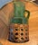 Vintage Green Blown Glass Pitcher With Wicker Basket Wrap – Possibly Empol For Sale - Image 11 of 13