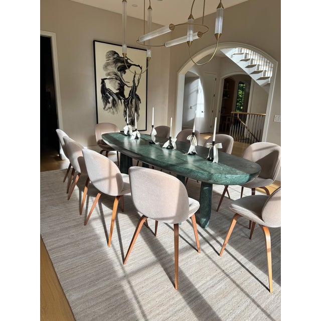Custom Mgo Stone Classics Green Glazed Lava Stone Oval Dining Table, 106" For Sale - Image 4 of 9