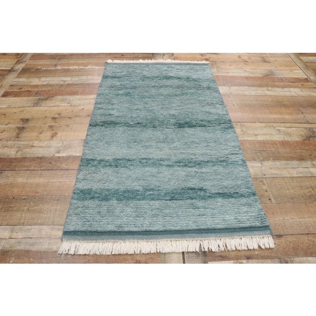 Teal Moroccan Style Rug - 02'11 X 05'02 For Sale - Image 8 of 10