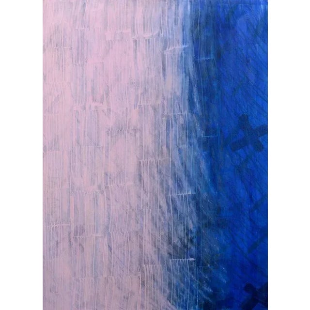 Pink and blue abstract by Maureen Fenton-Hansen (American, 1946-2007). Unsigned and unframed, "Fenton '74" on verso. Image...