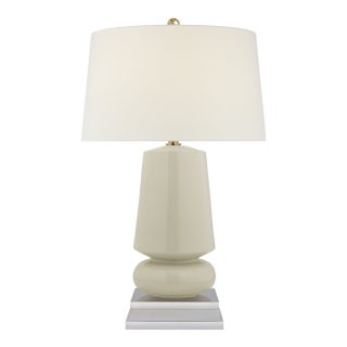 Chapman & Myers by Visual Comfort Signature Parisienne Small Table Lamp in Iced Coconut with Linen Shade For Sale