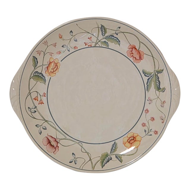 Vintage Villeroy & Boch Albertina Floral Porcelain Handled Cake Plate Serving Platter For Sale