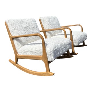 Pair of Mid-Century Modern Scandinavian Design Rocking Chairs For Sale