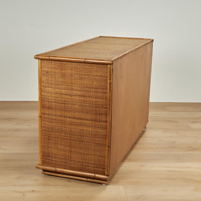 Mid Century French Bamboo and Grasscloth Dresser or Cabinet For Sale - Image 11 of 14