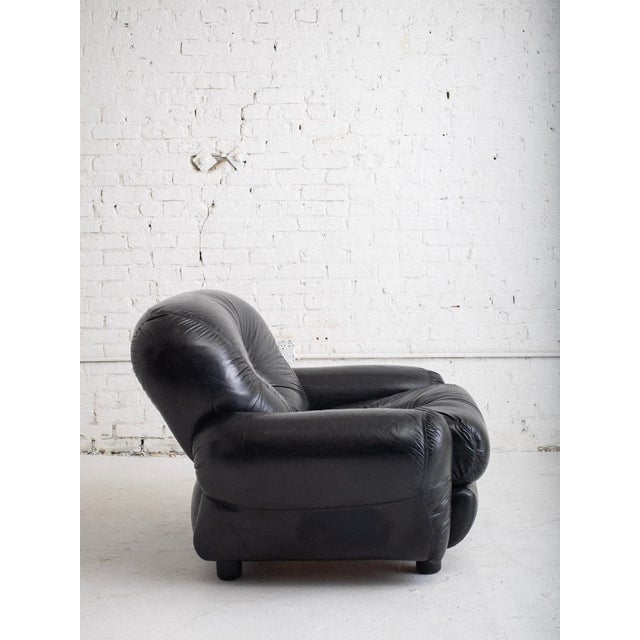 Space Age Overstuffed Leather Lounge Chair For Sale - Image 4 of 13
