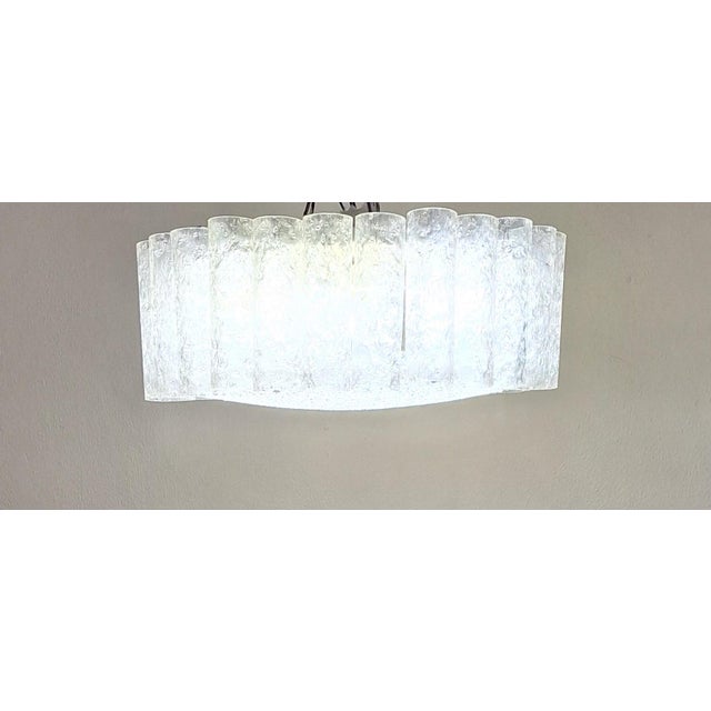 Flat Vintage German Ceiling Lamp with Metal Housing and Ice Glass Shades from Doria, 1970s For Sale - Image 13 of 13