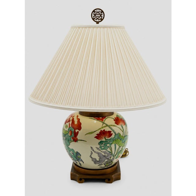 Age: Approx: 30 Years Old Details: Famille Verte Style High Quality Construction Stunning Chinese Lamp Hand Painted Solid...