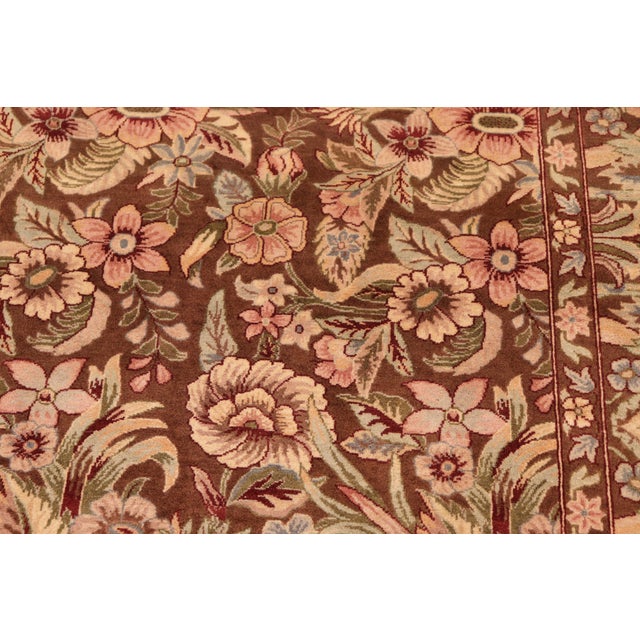 Floral 1990's Pak-Persian Brown/Pink Wool Rug - 5'11'' X 9'2'' For Sale In New York - Image 6 of 9