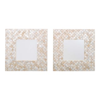 Modern Capiz Shell Framed Mirrors, Pair For Sale
