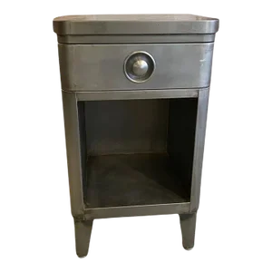 1940s Norman Bel Geddes Brushed Steel Nightstand End Table