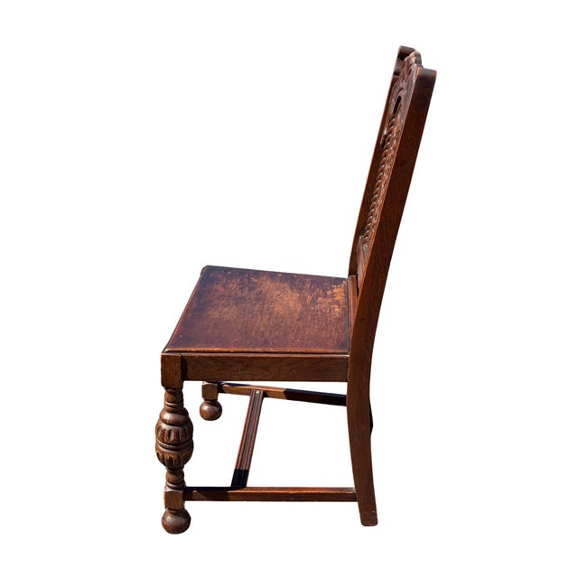 Early 20th Century Jacobean Revival Carved Oak Dining Chairs – Set of 6 For Sale - Image 9 of 11