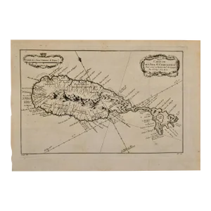 St. Christophe (St. Kitts): Bellin 18th Century Hand Colored Map, 1746