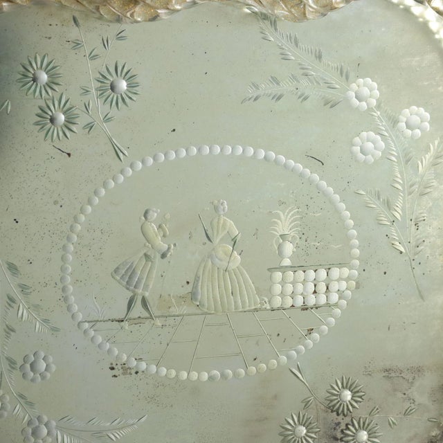 Murano Glass Engraved Mirror Tray For Sale - Image 4 of 10