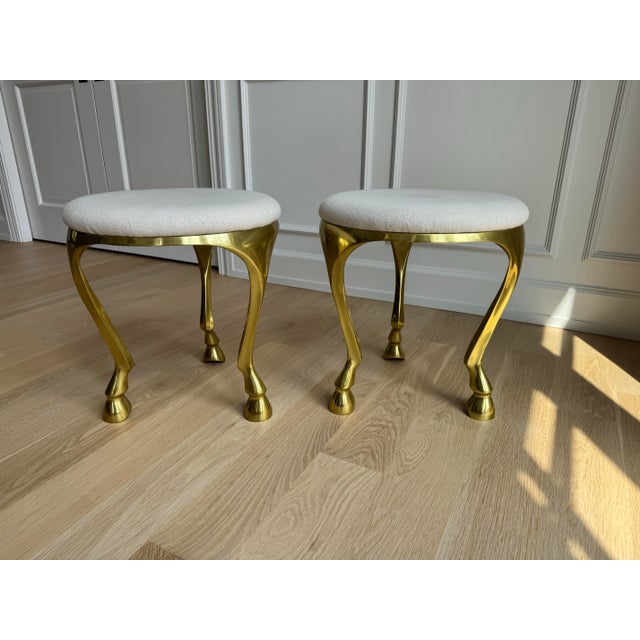 Pair of Vintage Gallop Sculptural Brass Stools / Ottomans by Ayush Kasliwal for Cb2– Cast Aluminum Equine Form, Archived Design For Sale In Chicago - Image 6 of 11