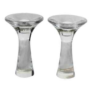 Tapio Wirkkala Littala Findland Glass Candlesticks Candle Holders #3412 - a Pair