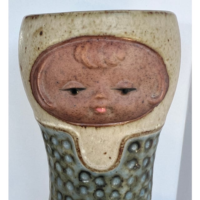 Vintage Handmade Ceramic Face Goblets - Set of 2 For Sale - Image 4 of 10