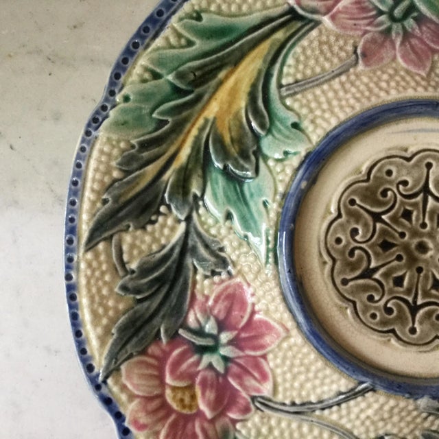 Late 19th Century Late 19th Century Belgium Majolica Cake Stand For Sale - Image 5 of 7