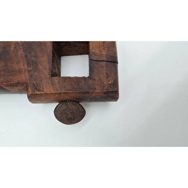 Antique Vintage Wooden Decorative Cross Crucifix With Metal Clamp For Sale - Image 10 of 11