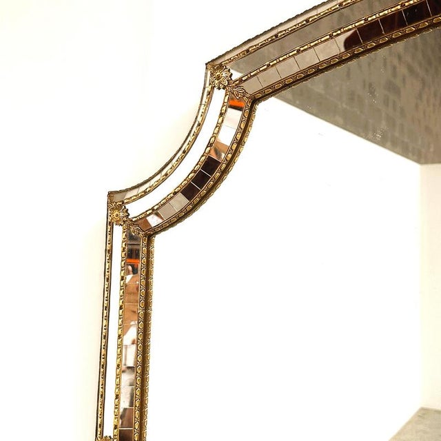 Spanish Gilt Mosaic Mirror with Decorative Floral Details, 1970s For Sale - Image 3 of 7