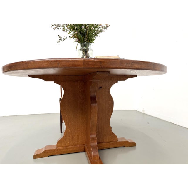 Brutalist Round Table in Oak, 1960s For Sale - Image 15 of 18