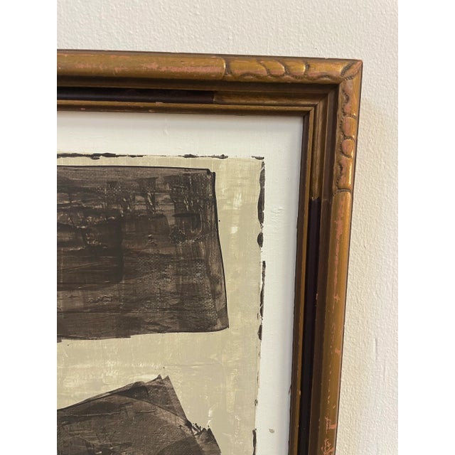 Shannon Weir's original modern painting, created with acrylic on panel and framed in a vintage frame, exemplifies...