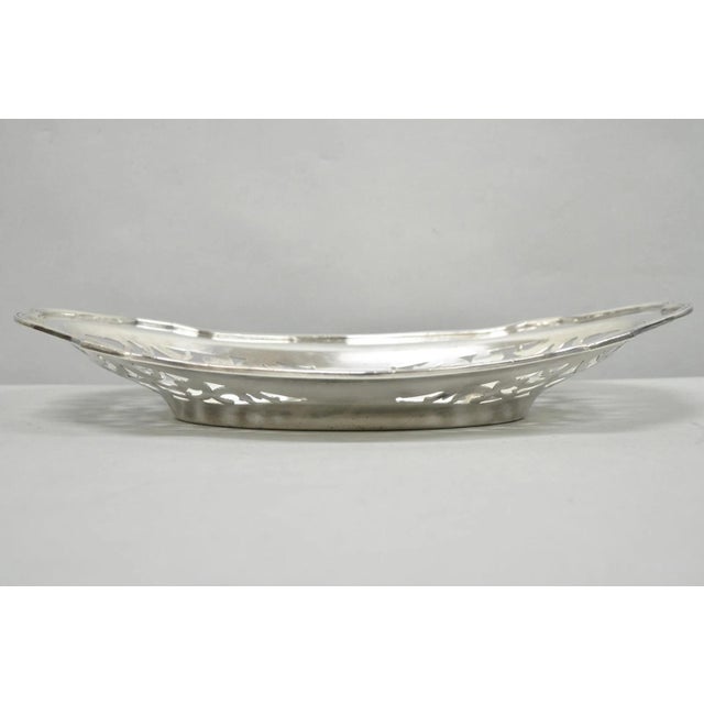 Antique Victorian Silver Plated Oval Reticulated Trinket Dish Tray by l.b.s. Co For Sale In Philadelphia - Image 6 of 11