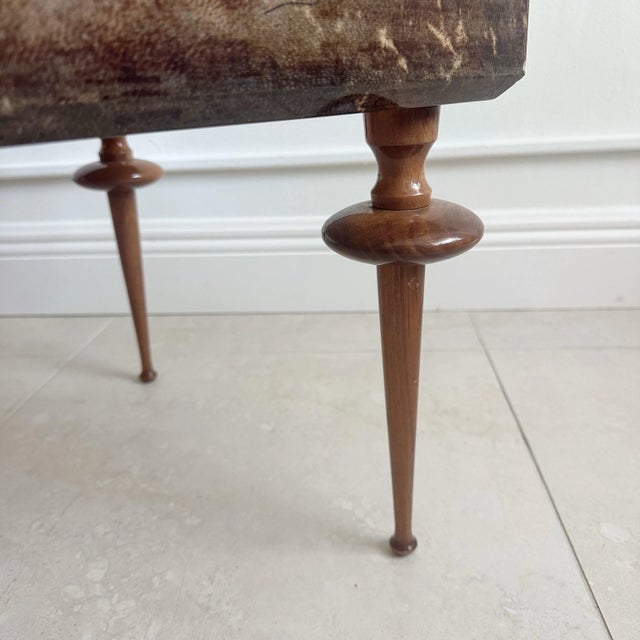 1970s 1970s Aldo Tura Parchment Cocktail Table Wood Turned Giacometti Style Legs For Sale - Image 5 of 10