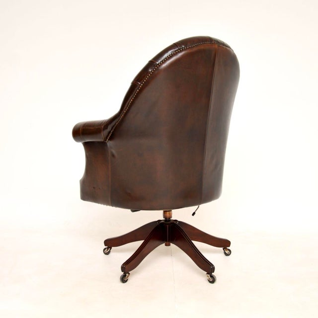 Antique Victorian Leather Swivel Directors Desk Chair, 1950s For Sale - Image 6 of 14