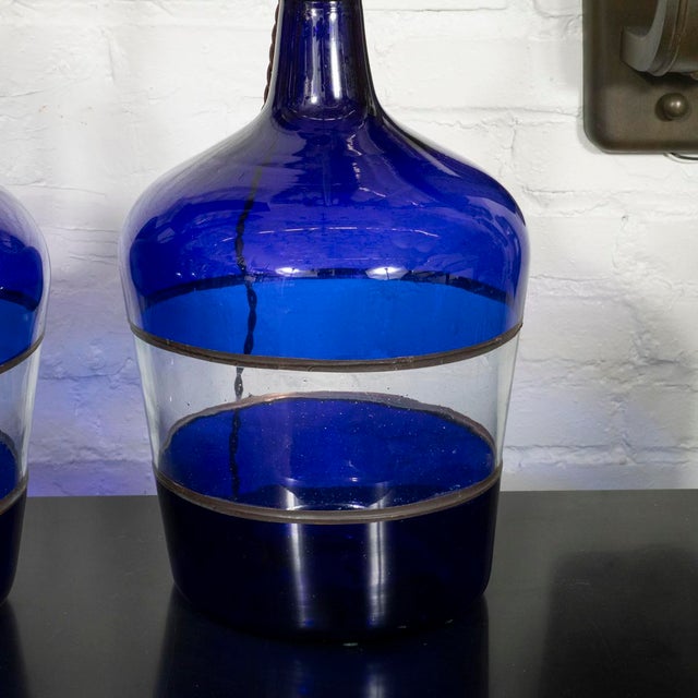 Italian Blue and clear blown glass table lamps For Sale - Image 3 of 10