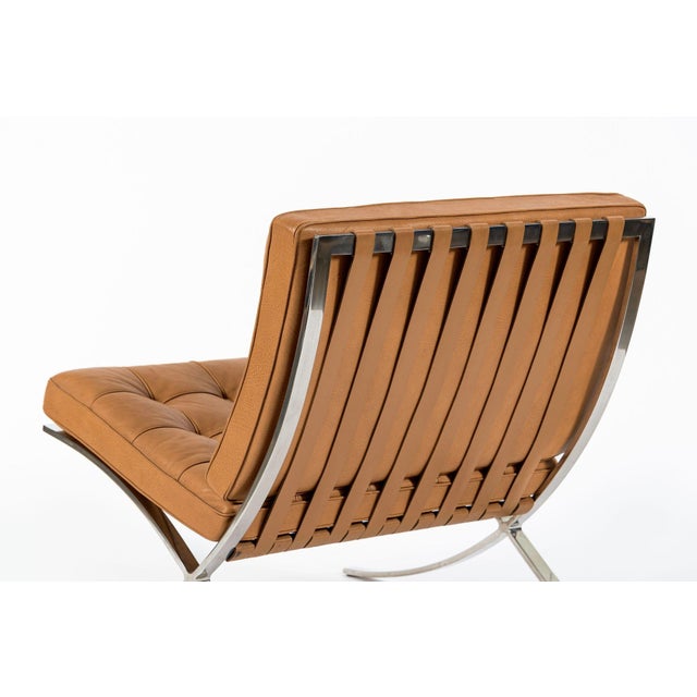 Mid Century Brown Leather Barcelona Chair by Mies Van Der Rohe for Knoll, 1983 For Sale - Image 10 of 15