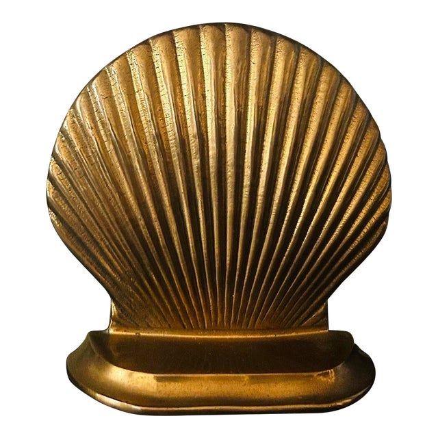 1960s Mid Century Modern Brass Shell Single Book End For Sale